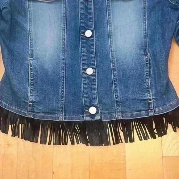 PINKO Girls Denim Fringe Jacket - Picture 6 of 11
